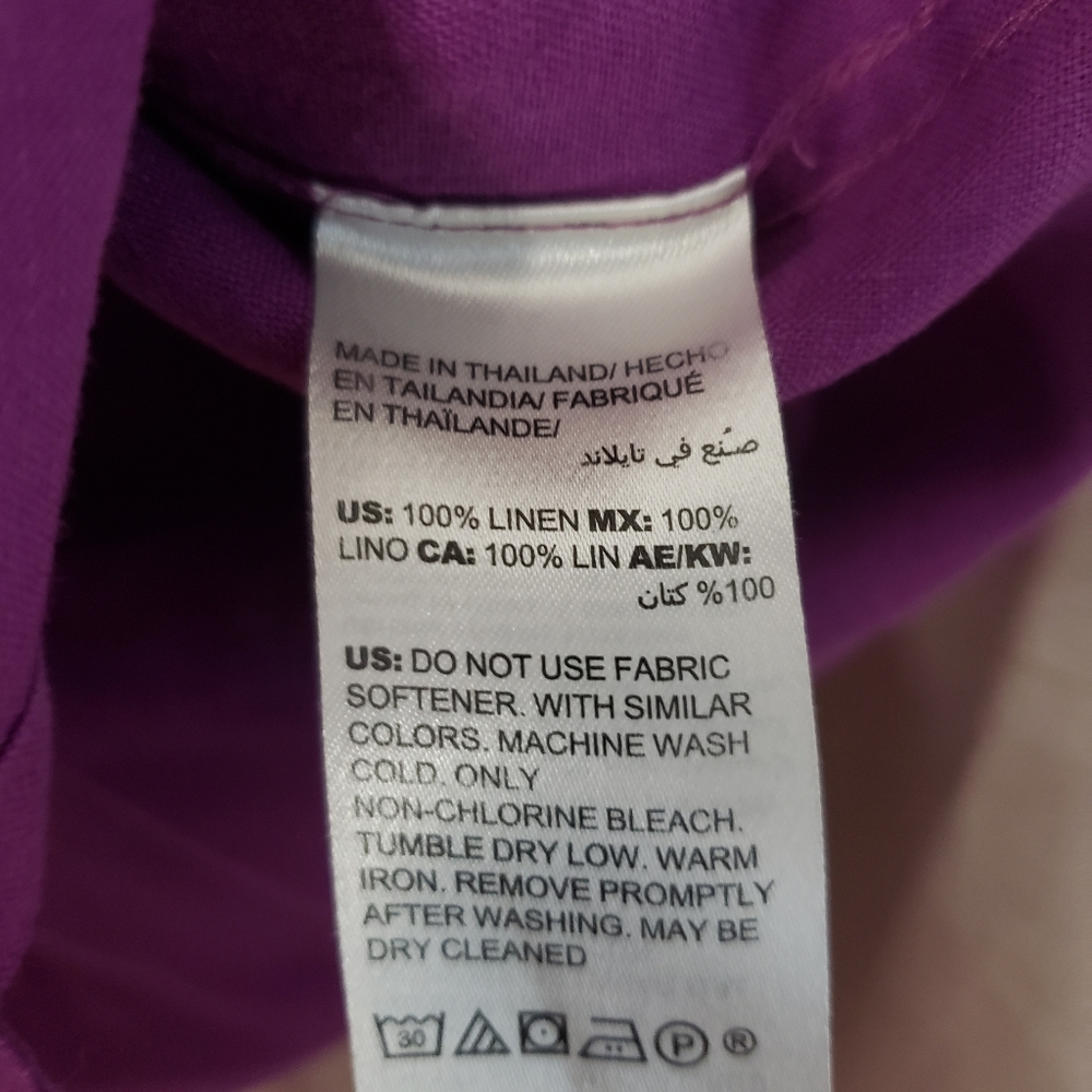 NWOT Chicos magenta purple linen button down blouse top Womens Medium - Picture 3 of 6